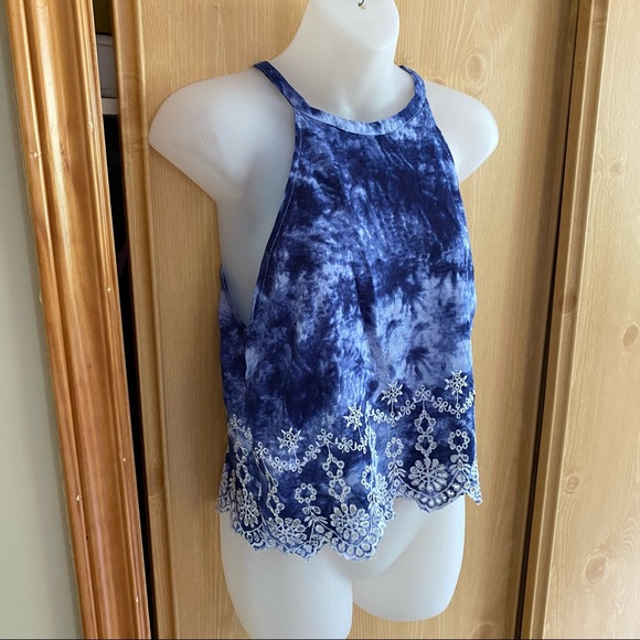 Kendall & Kylie • Blue Tie Dye Halter Neck Tank - Picture 3 of 12